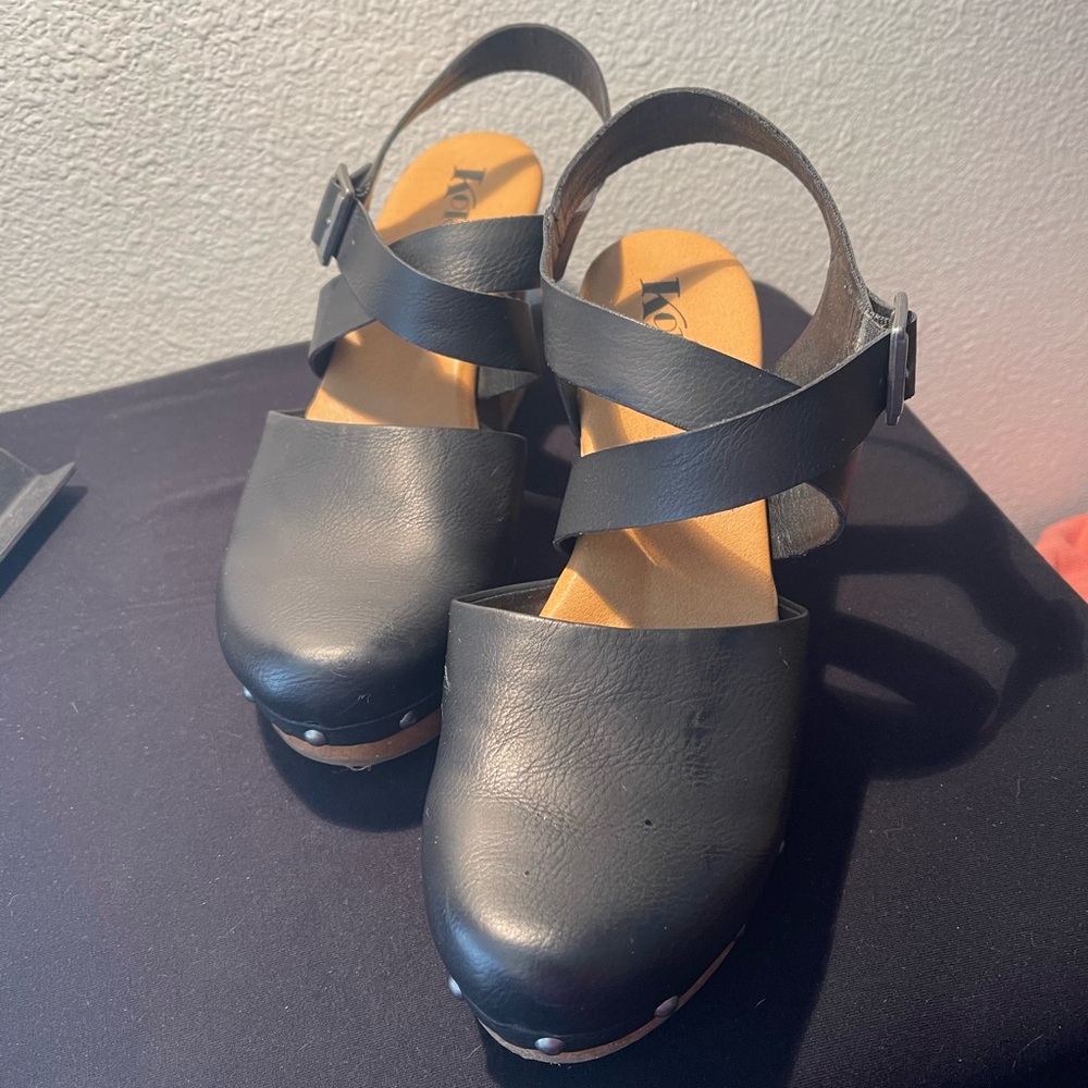 KORKs Abloom Platform Studded Clogs Wedge Sandals Black Women's Size 10